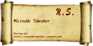 Mizsák Sándor névjegykártya