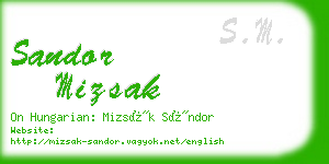 sandor mizsak business card